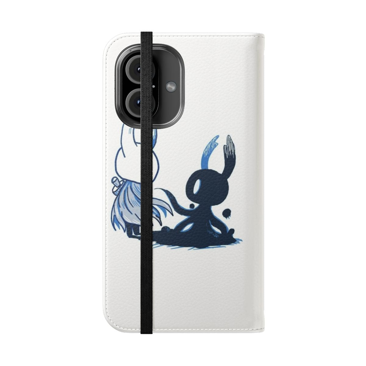 Hollow Knight-themed flip phone case with a blue shade design - Folded Front