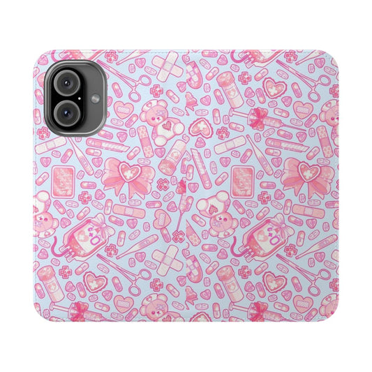 Pastel goth phone case with creepy cute and kawaii horror medical aesthetic design