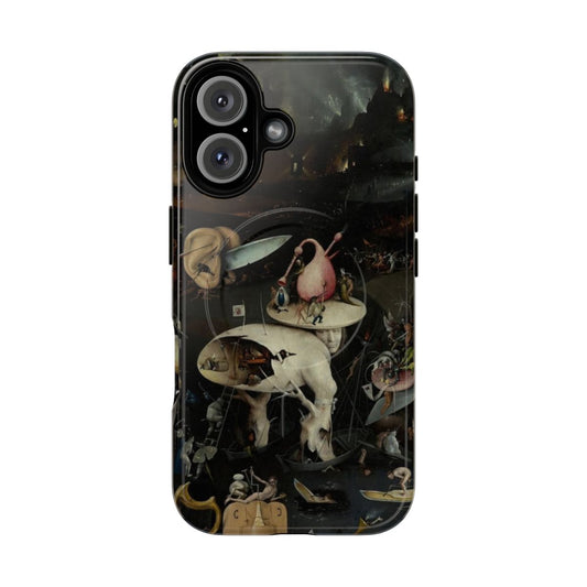 Detailed phone case featuring the iconic "Garden of Earthly Delights" painting by Hieronymus Bosch.