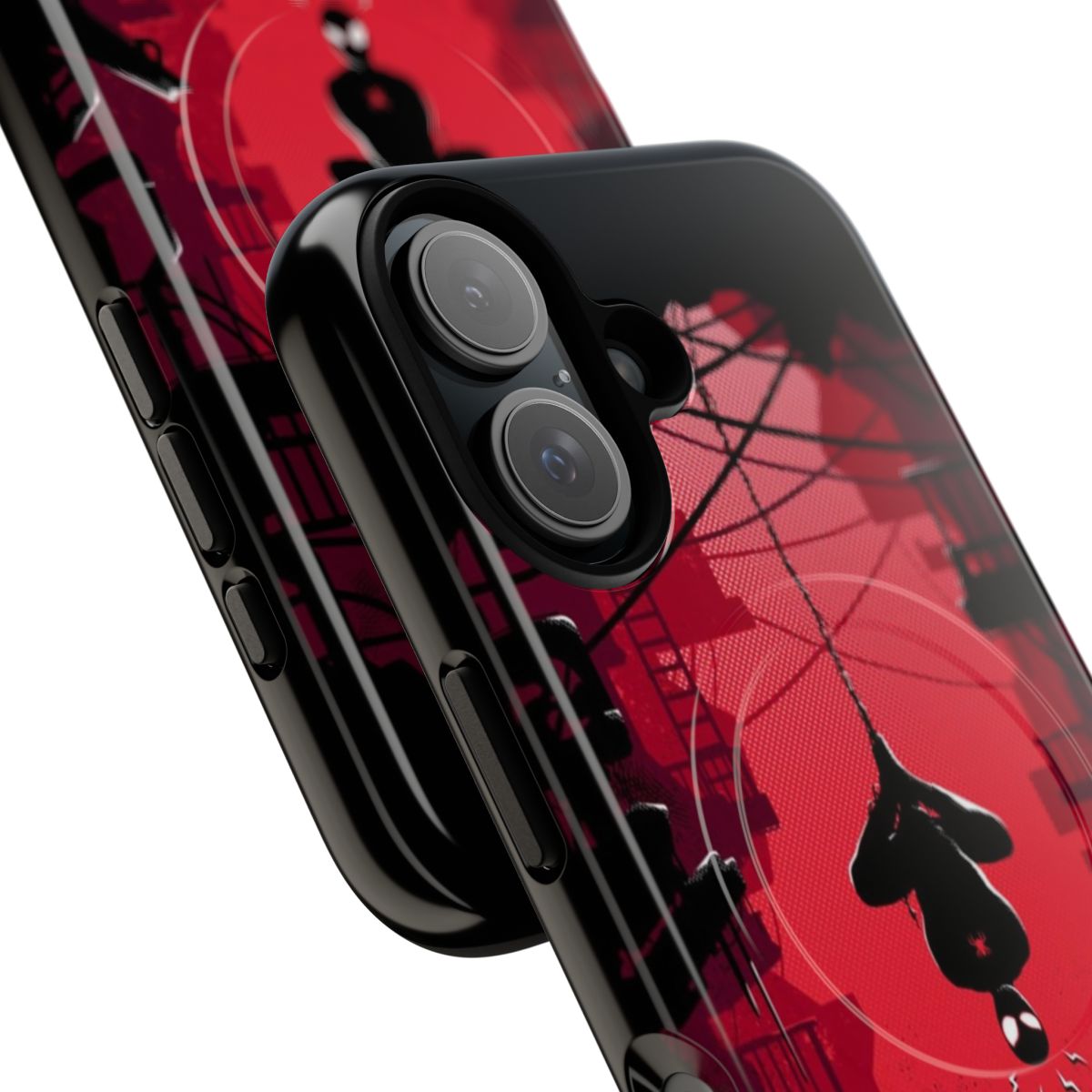 Magnetic tough phone case featuring a spider-man superhero design - Detail