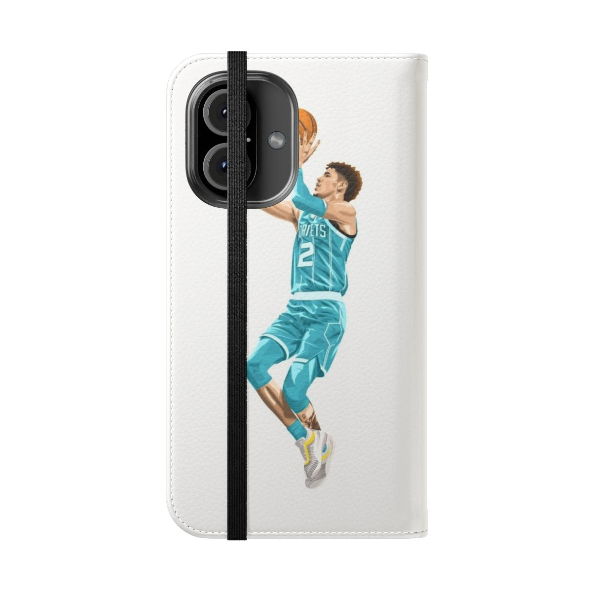 Lamelo Ball-inspired cartoon basketball phone case for Charlotte Hornets fans - Folded Front