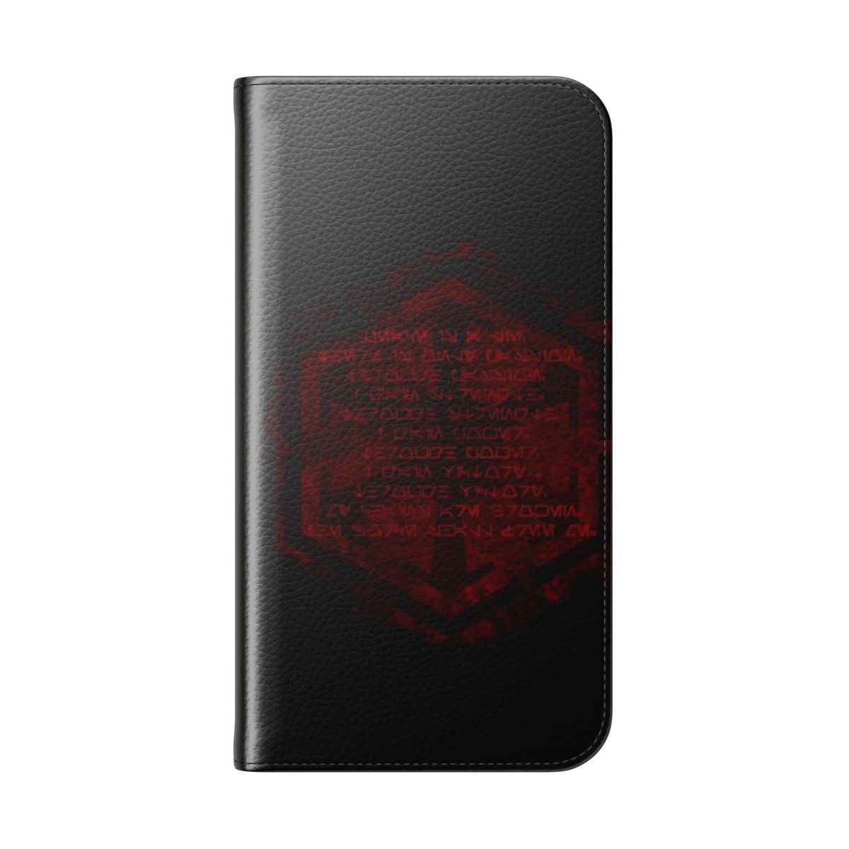 Flip cover phone case with Sith code design for Star Wars enthusiasts - Folded Back