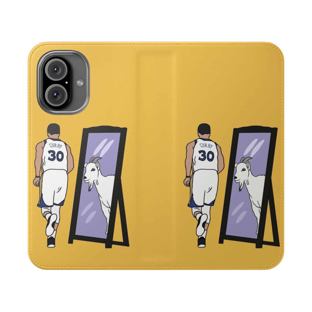 A stylish phone case featuring a basketball design inspired by NBA star Stephen Curry.