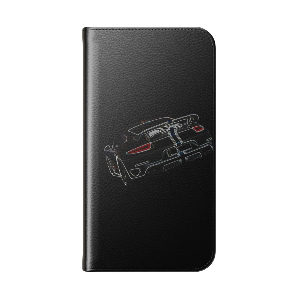 Porsche 911-inspired flip phone case with classic sports car design - Folded Back