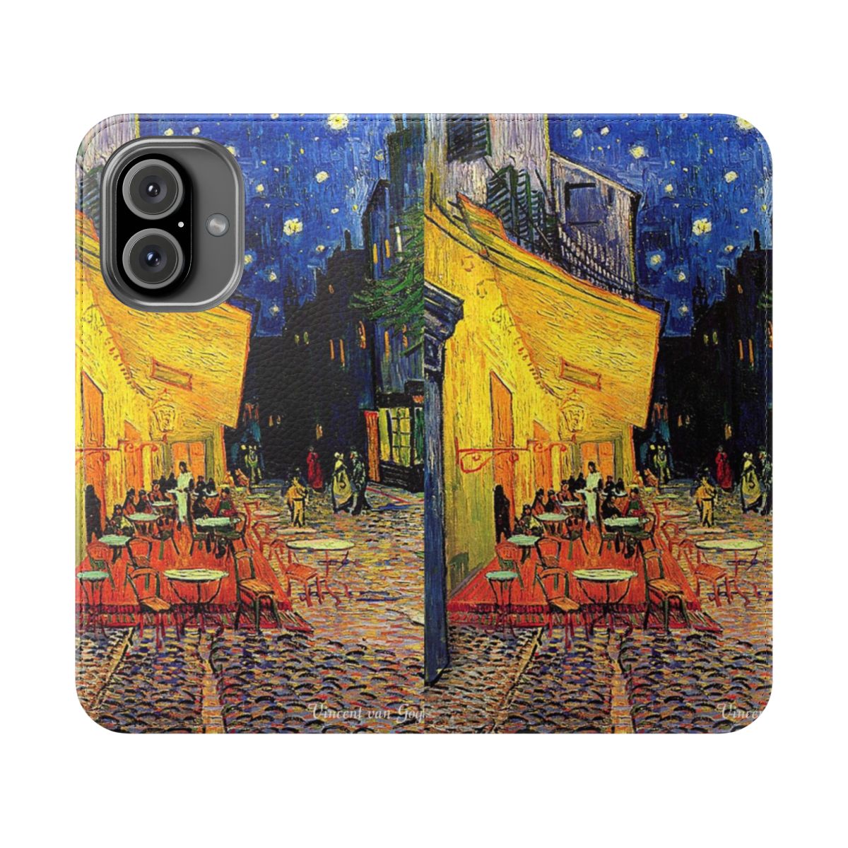 Flip phone case featuring Vincent van Gogh's "The Cafe Terrace on the Place du Forum, Arles, at Night"