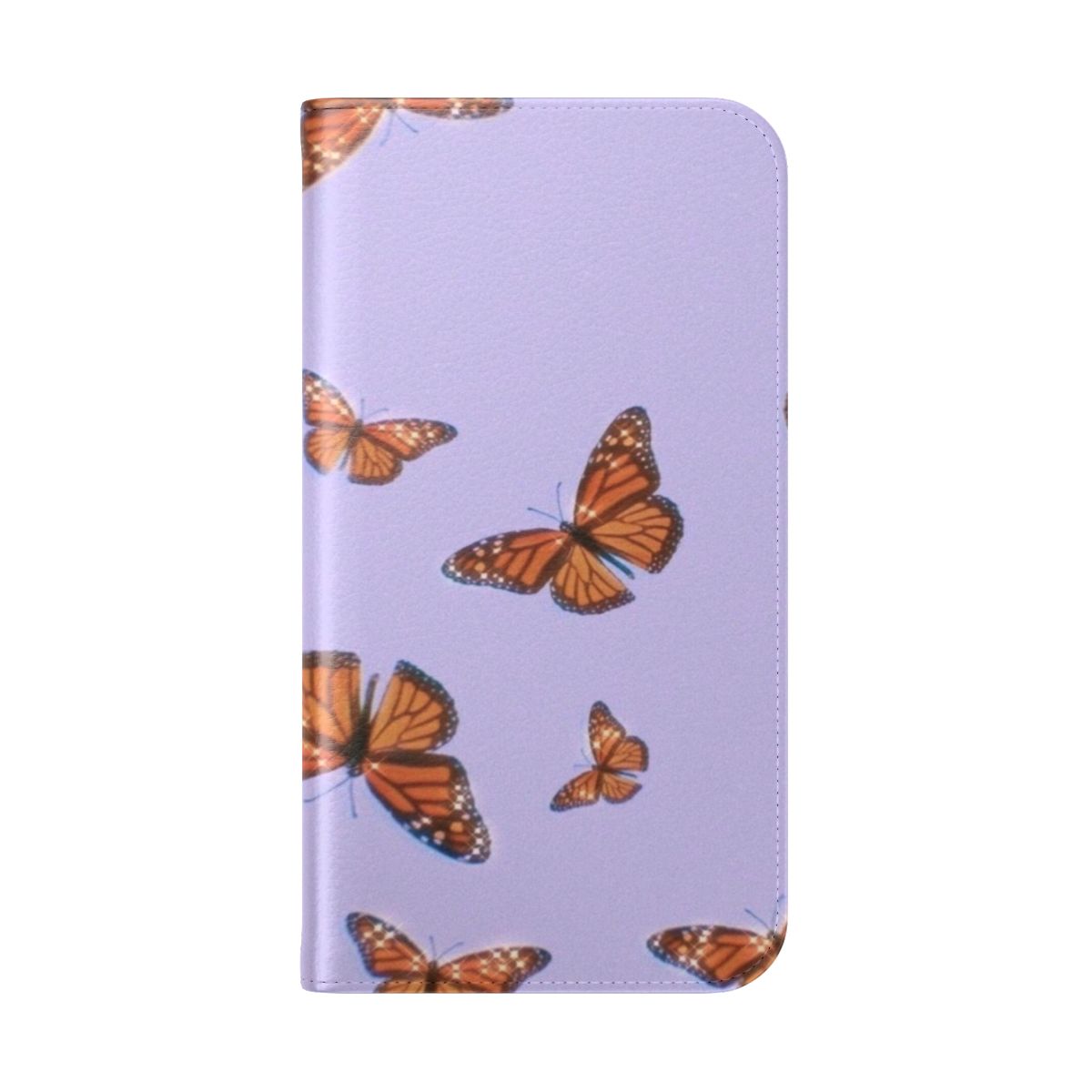 Elegant butterfly phone case with a pastel purple pattern - Folded Back