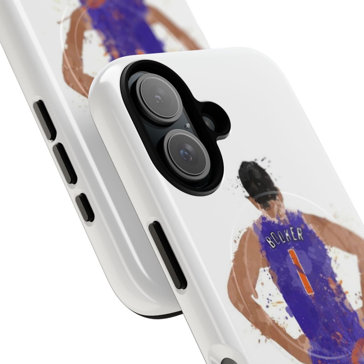 Devin Booker inspired splatter art phone case for Phoenix Suns basketball fans - Detail