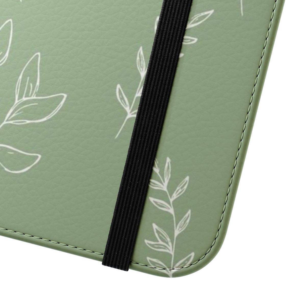 Green leaves phone case with nature-inspired design - Close Up