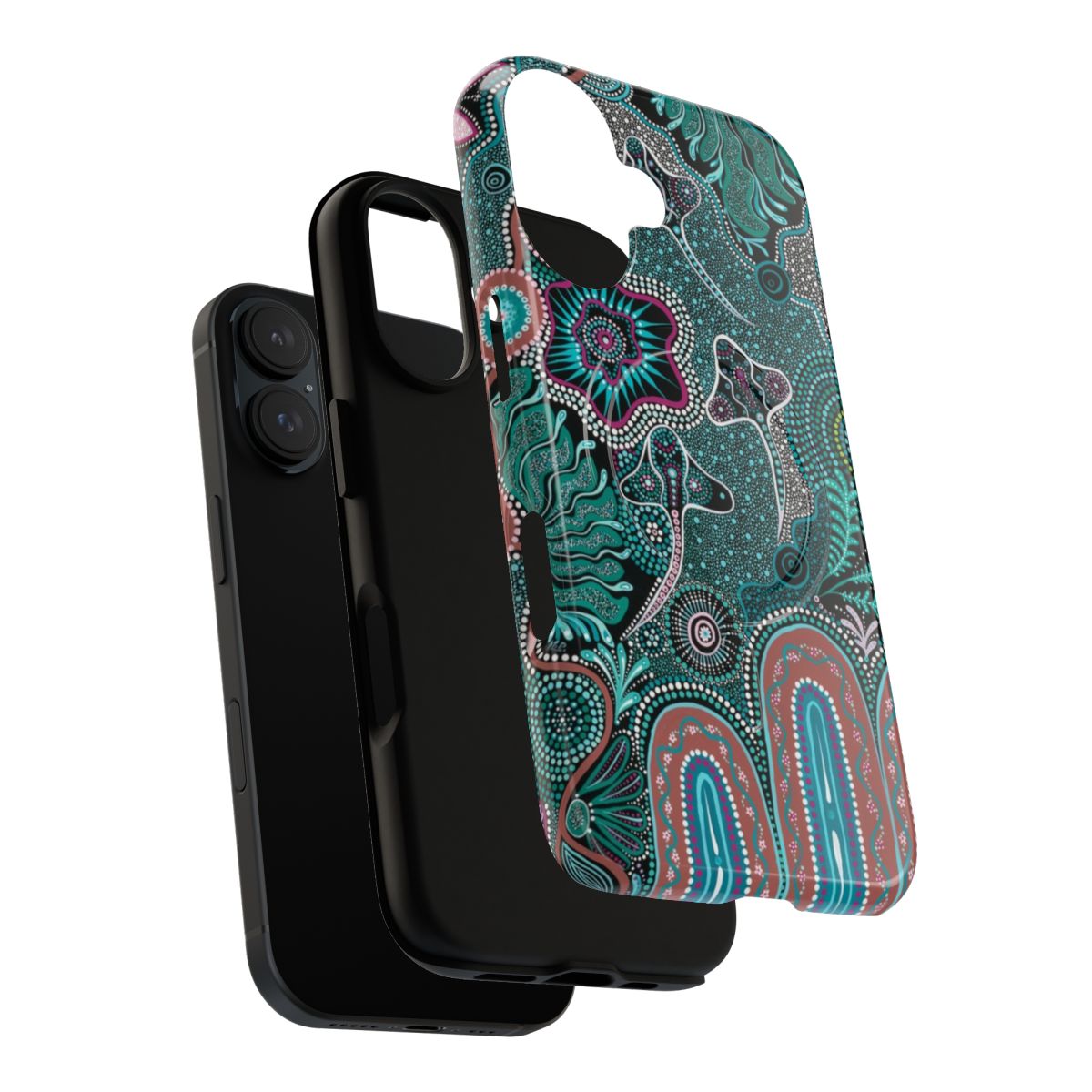 Colorful magnetic phone case with vibrant aboriginal dot art design - Layers