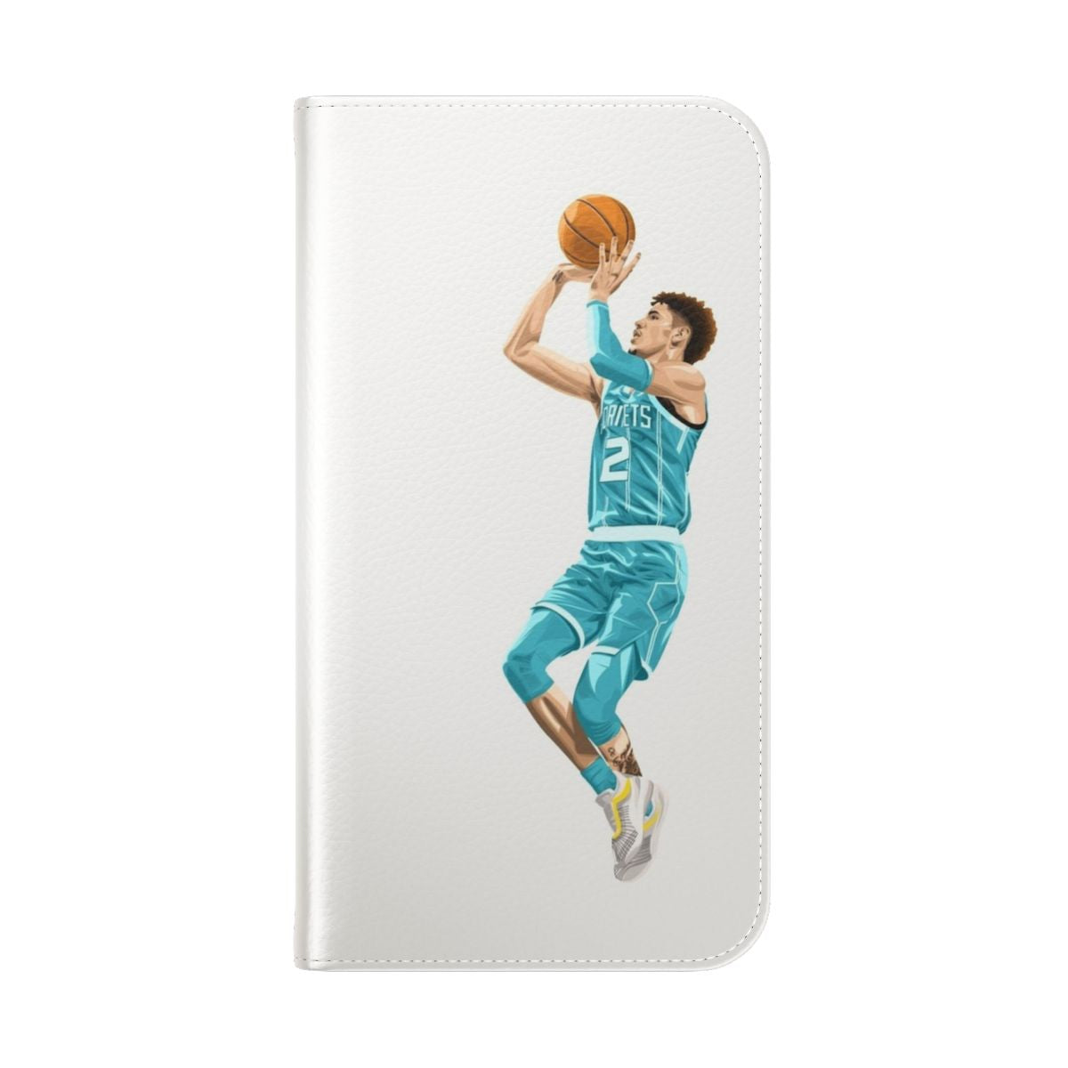 Lamelo Ball-inspired cartoon basketball phone case for Charlotte Hornets fans - Folded Back