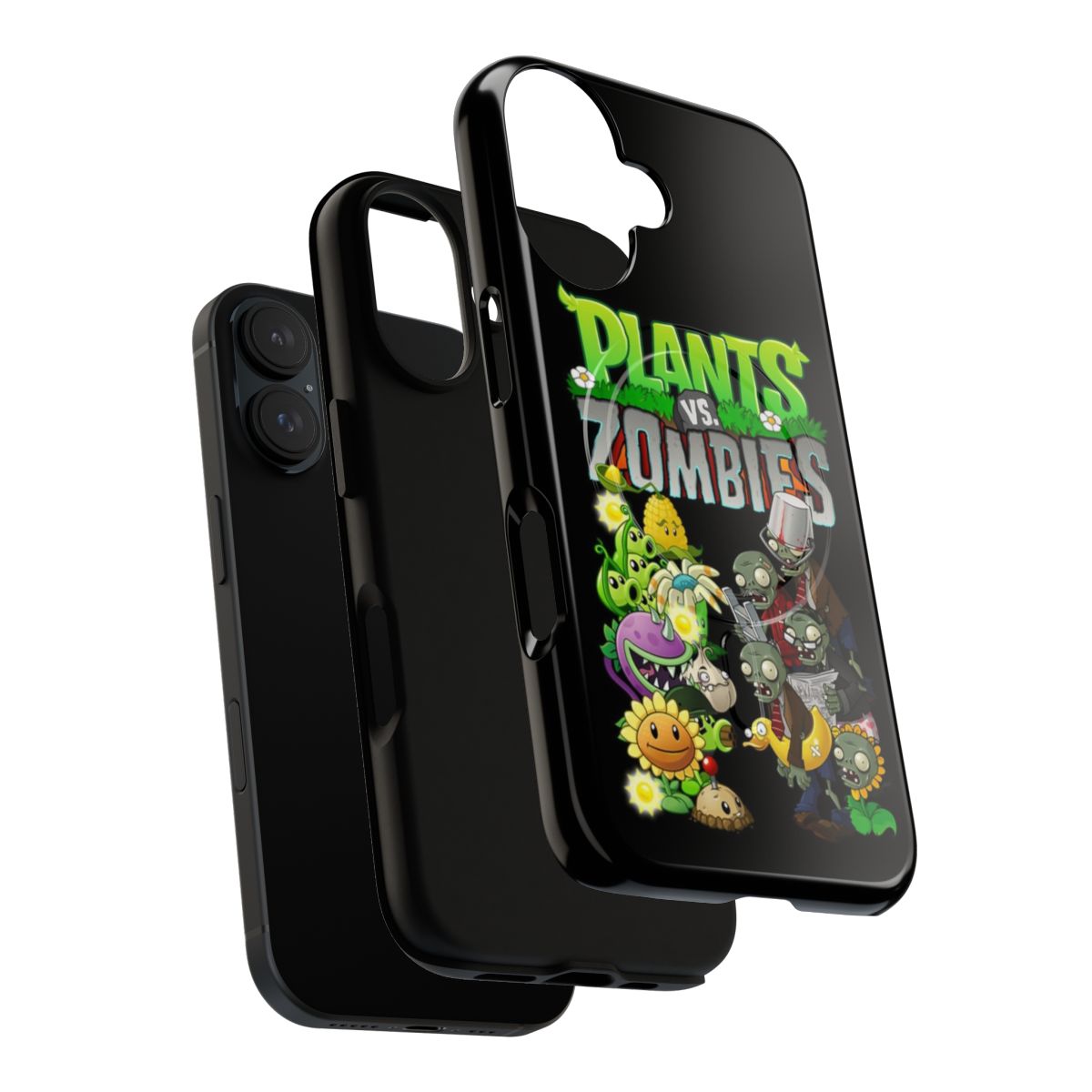 Vibrant and durable Plants VS Zombies-inspired phone case featuring popular characters like Peashooter, Sunflower, and Zombie. - Layers