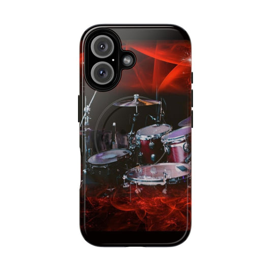 Drumming-themed phone case with fractal art design