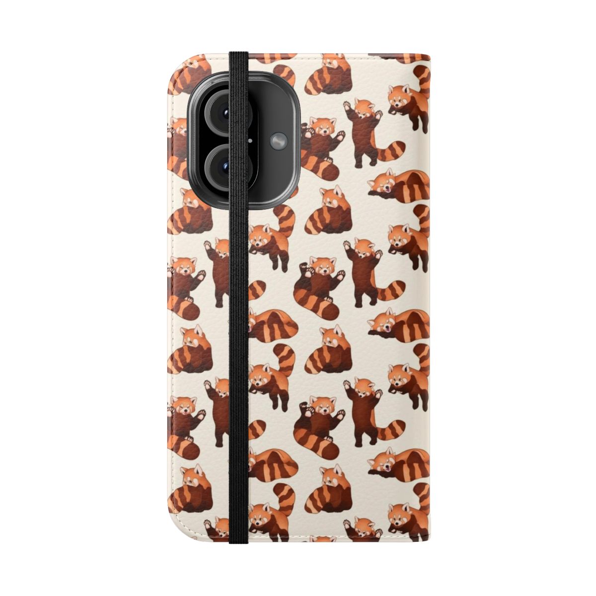 Stylish red panda pattern phone case cover - Folded Front