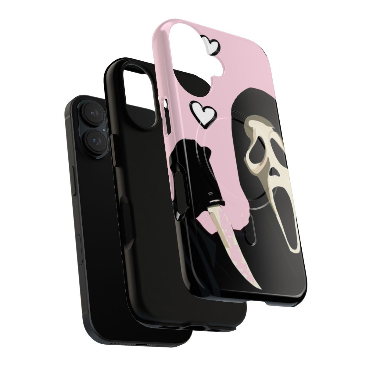 Pink ghostface-inspired protective magnetic phone case - Layers