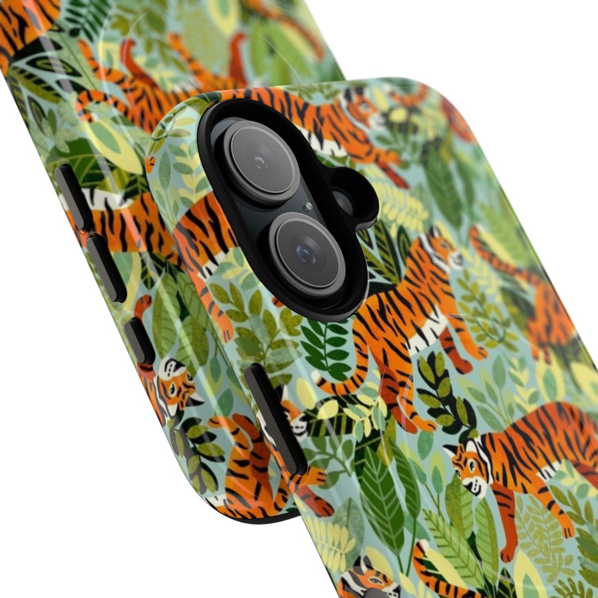 Bright Bengal tiger in a lush green jungle on a magnetic tough phone case - Detail