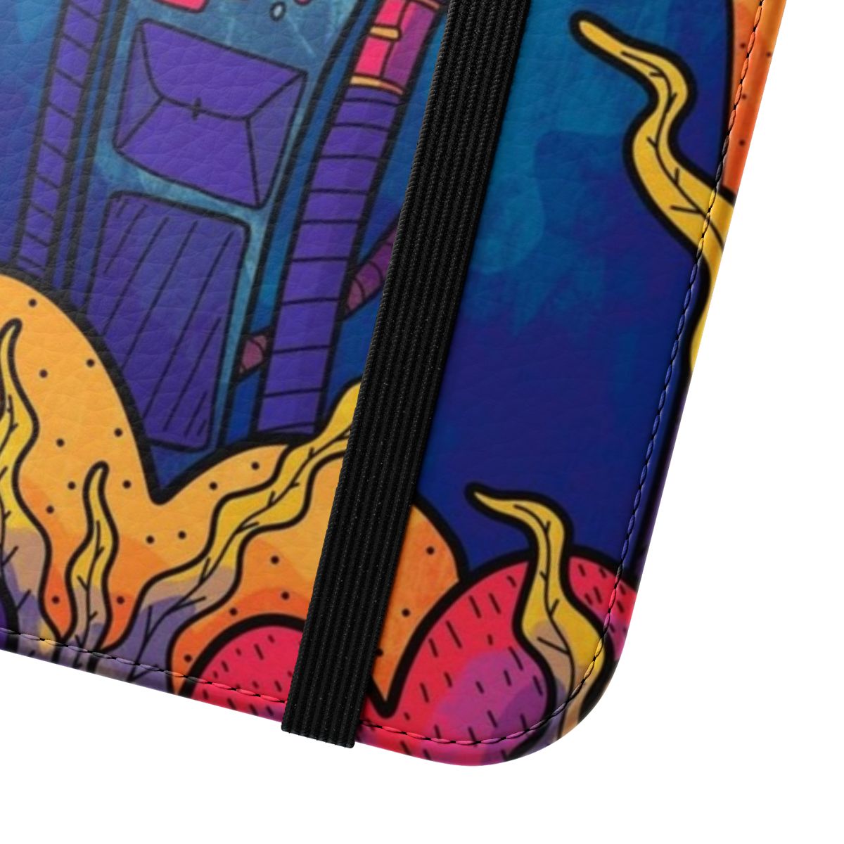 Colourful phone case with space, astronaut, and nature-inspired design - Close Up