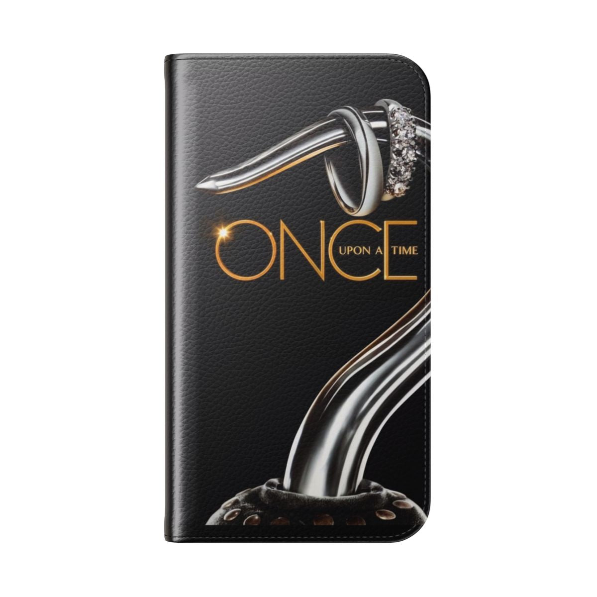 Flip cover phone case featuring the Once Upon a Time characters Emma Swan and Killian Jones, also known as "Captain Swan". - Folded Back