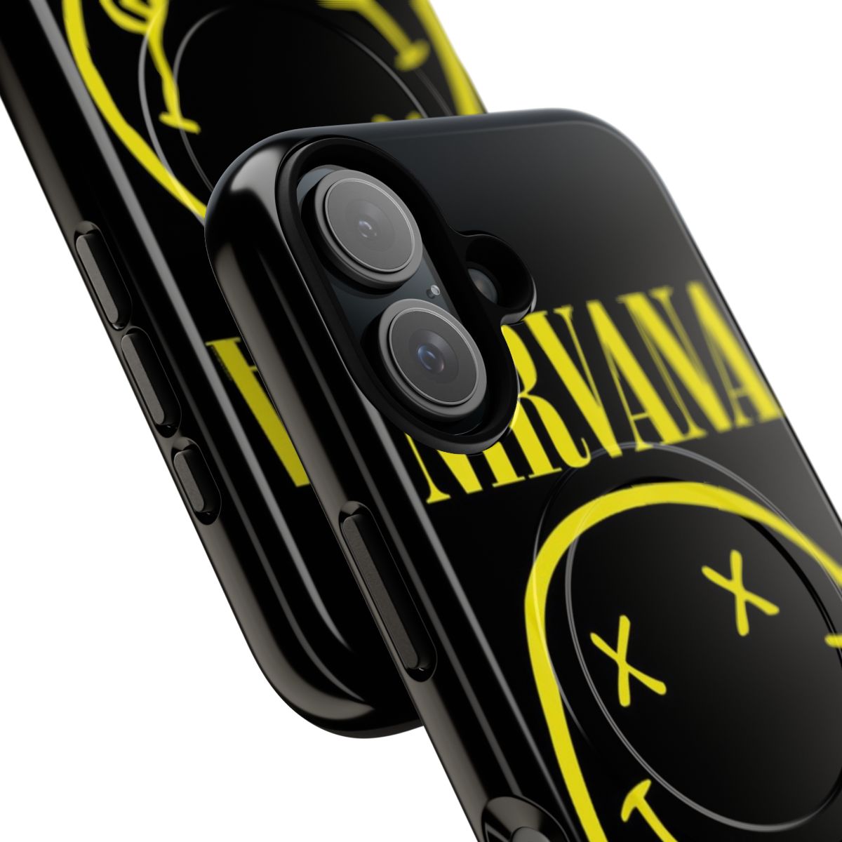 Magnetic phone case with Nirvana happy face rock music band design - Detail