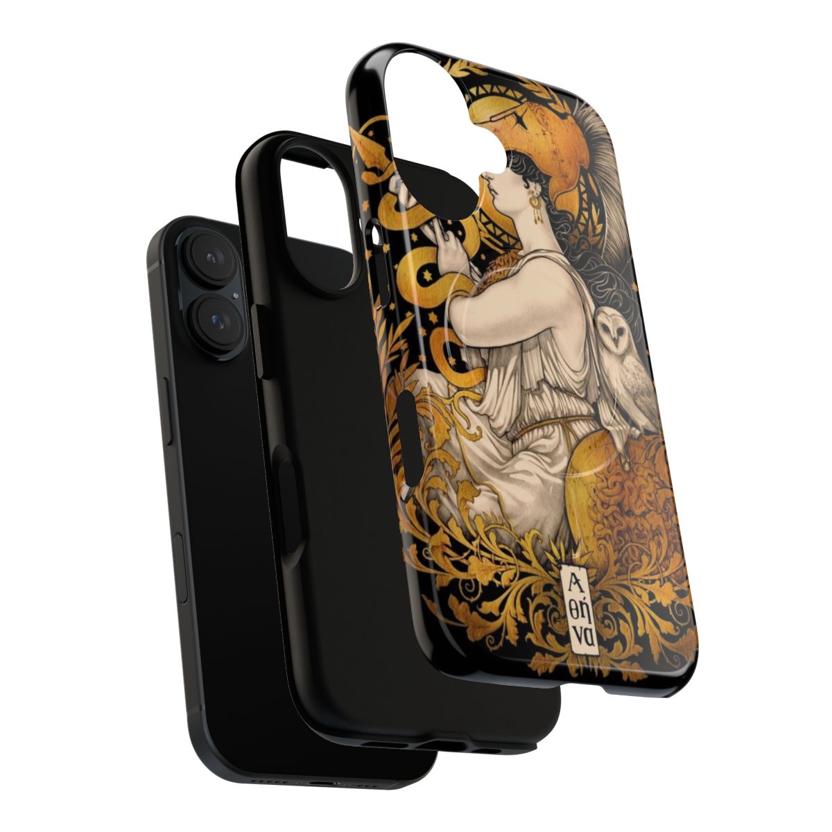 Magnetic phone case featuring Greek goddess Pallas Athena with art nouveau design - Layers