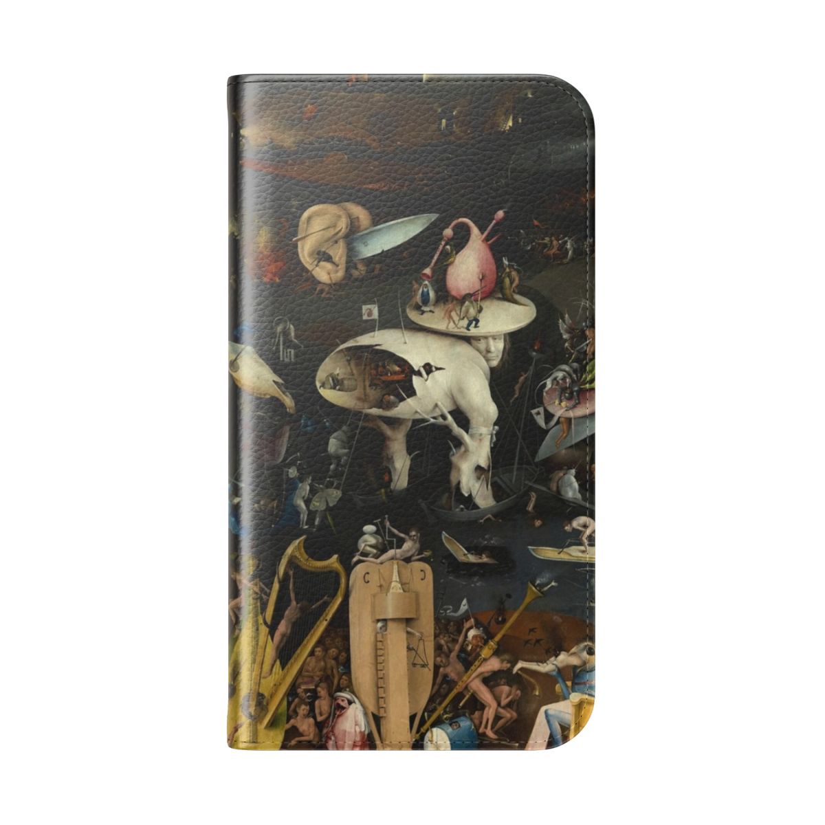 Surreal phone case featuring Hieronymus Bosch's "Garden of Earthly Delights" artwork - Folded Back