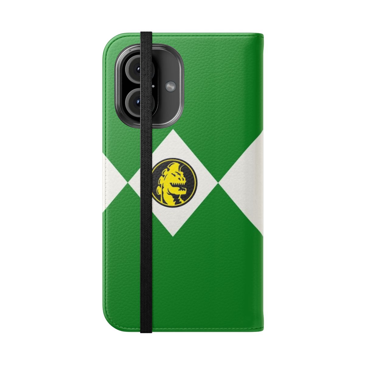 Flip cover phone case featuring the iconic Dragonzord from the Power Rangers franchise - Folded Front