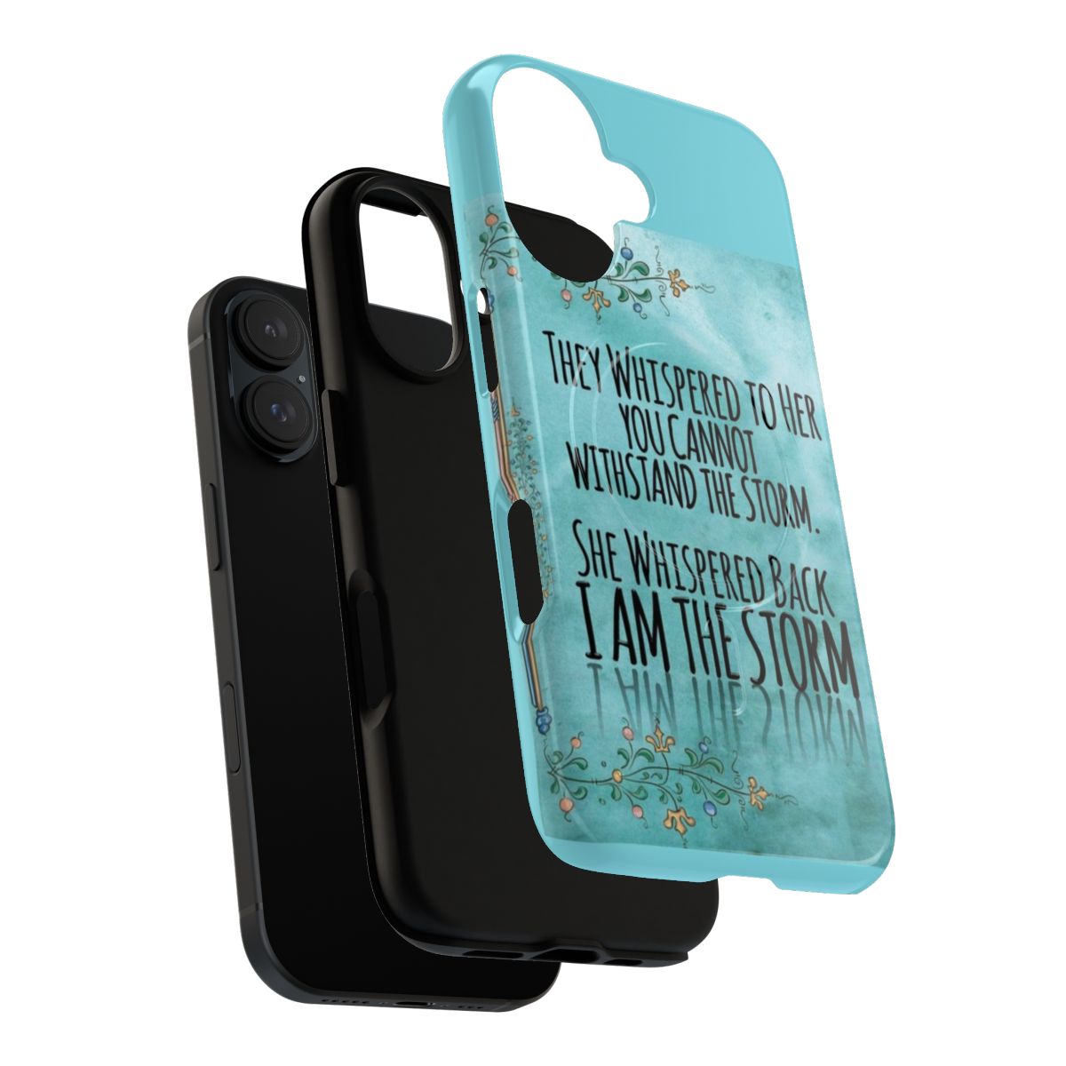 Inspirational feminist phone case with the quote "I Am The Storm" on a magnetic tough cover. - Layers