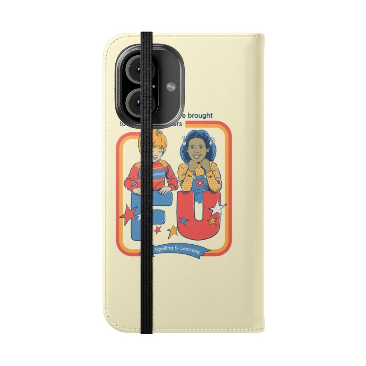 Vintage-inspired flip cover phone case with quirky, anti-social designs - Folded Front