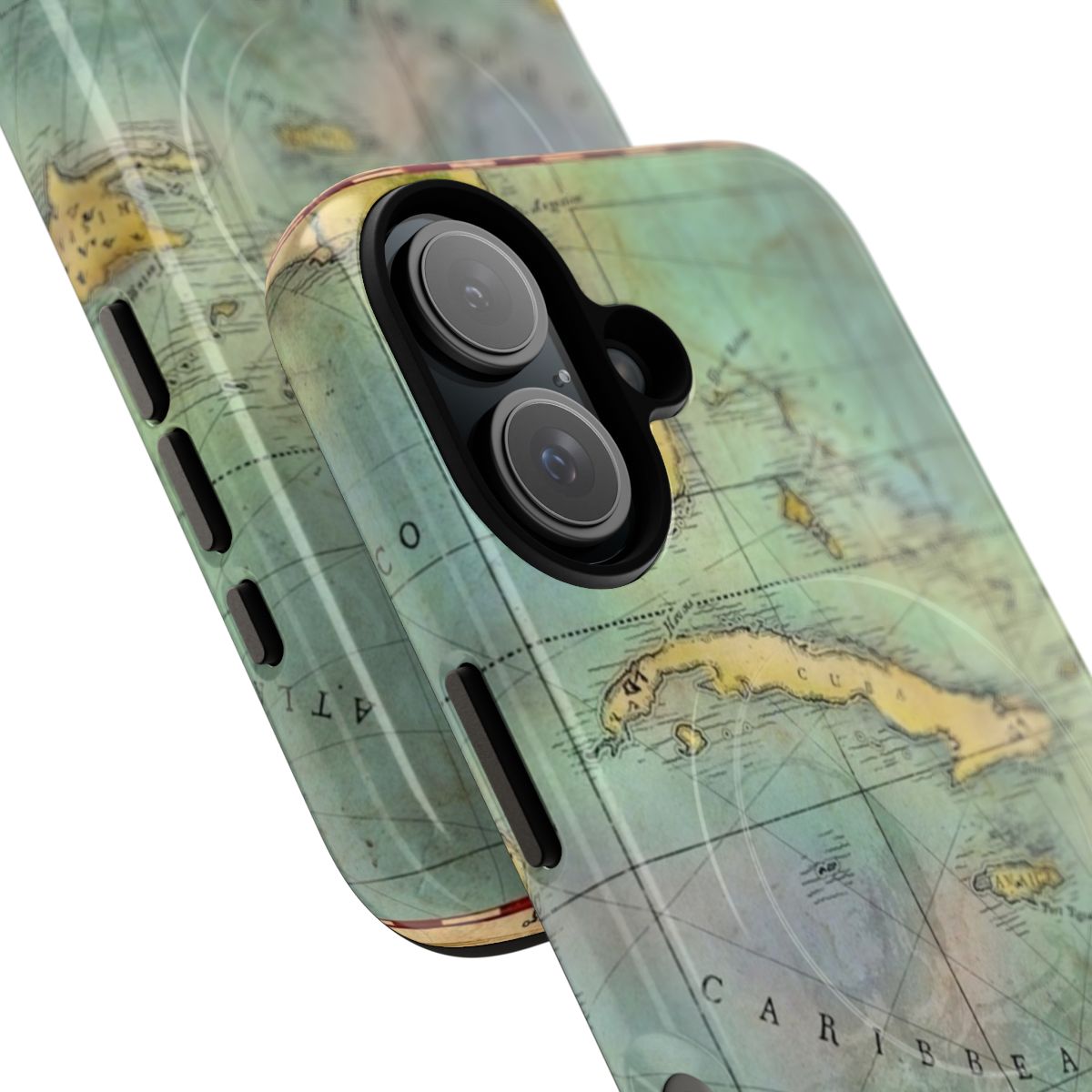 Caribbean pirate and vintage treasure map design on a durable phone case - Detail