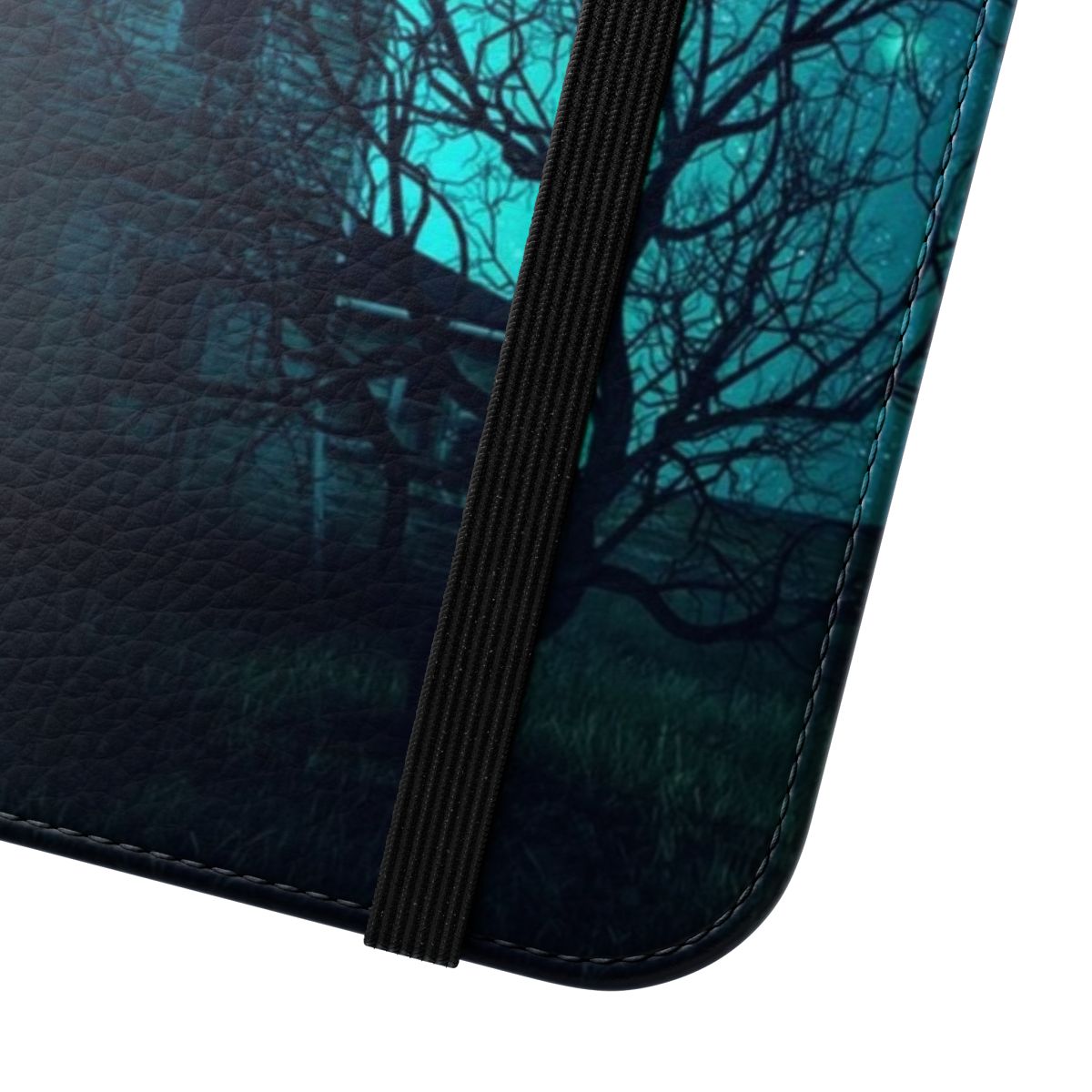 Haunted house ghost phone case with dark night sky and stars - Close Up