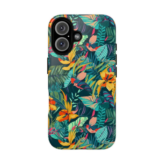 Tropical floral phone case with bold, colorful blooms