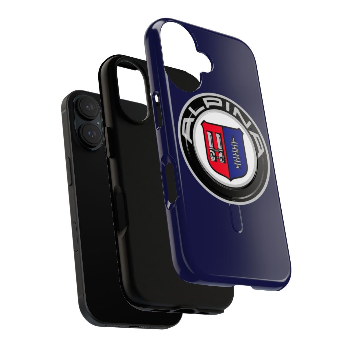 Alpina-inspired magnetic tough phone case featuring classic car logos - Layers