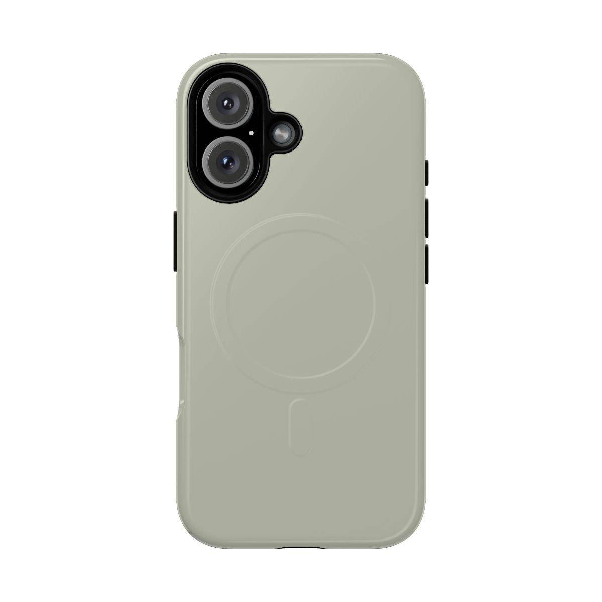 Pastel green and gray solid color phone case with a single shade design