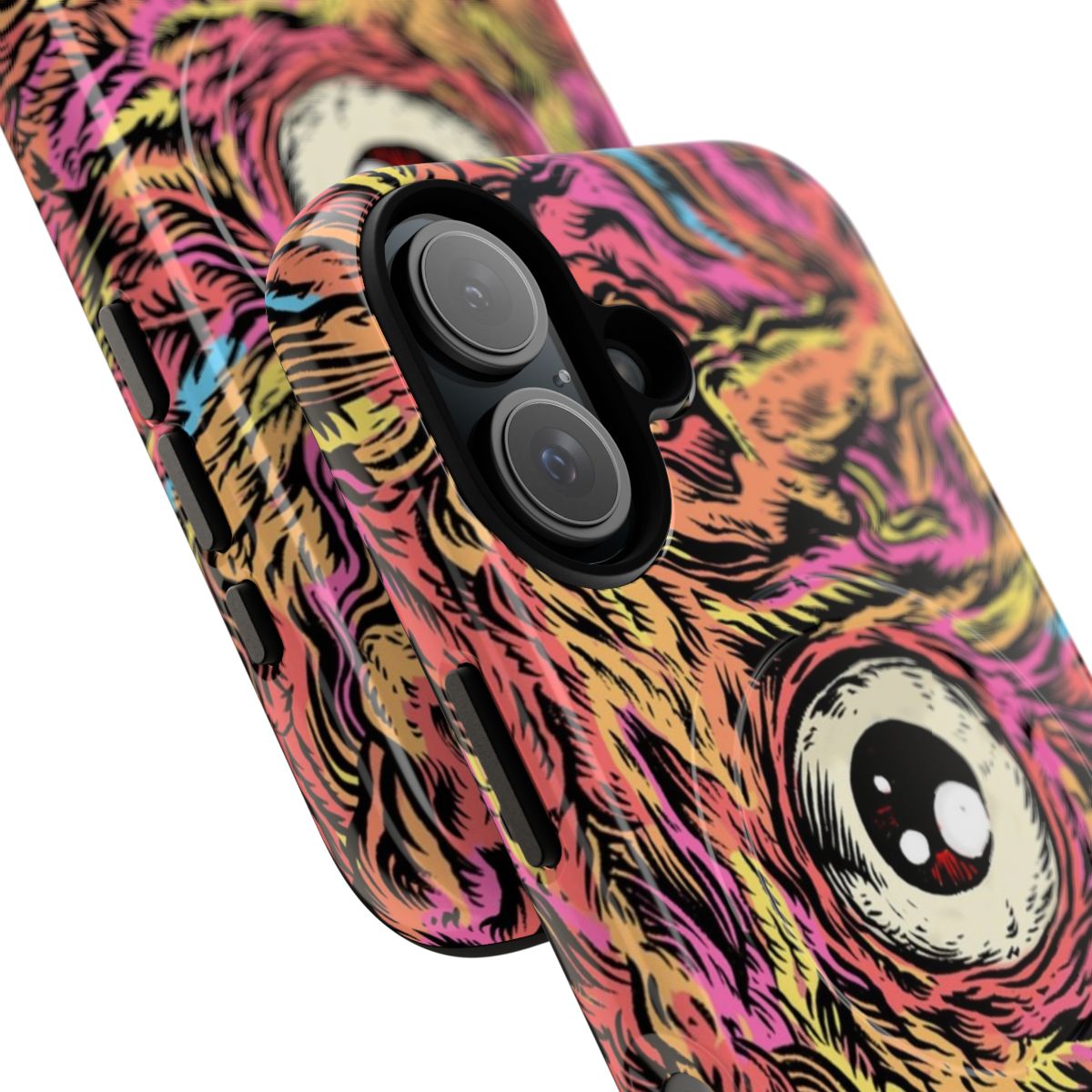 Eyephone-themed magnetic tough phone case with original horror graphic art - Detail