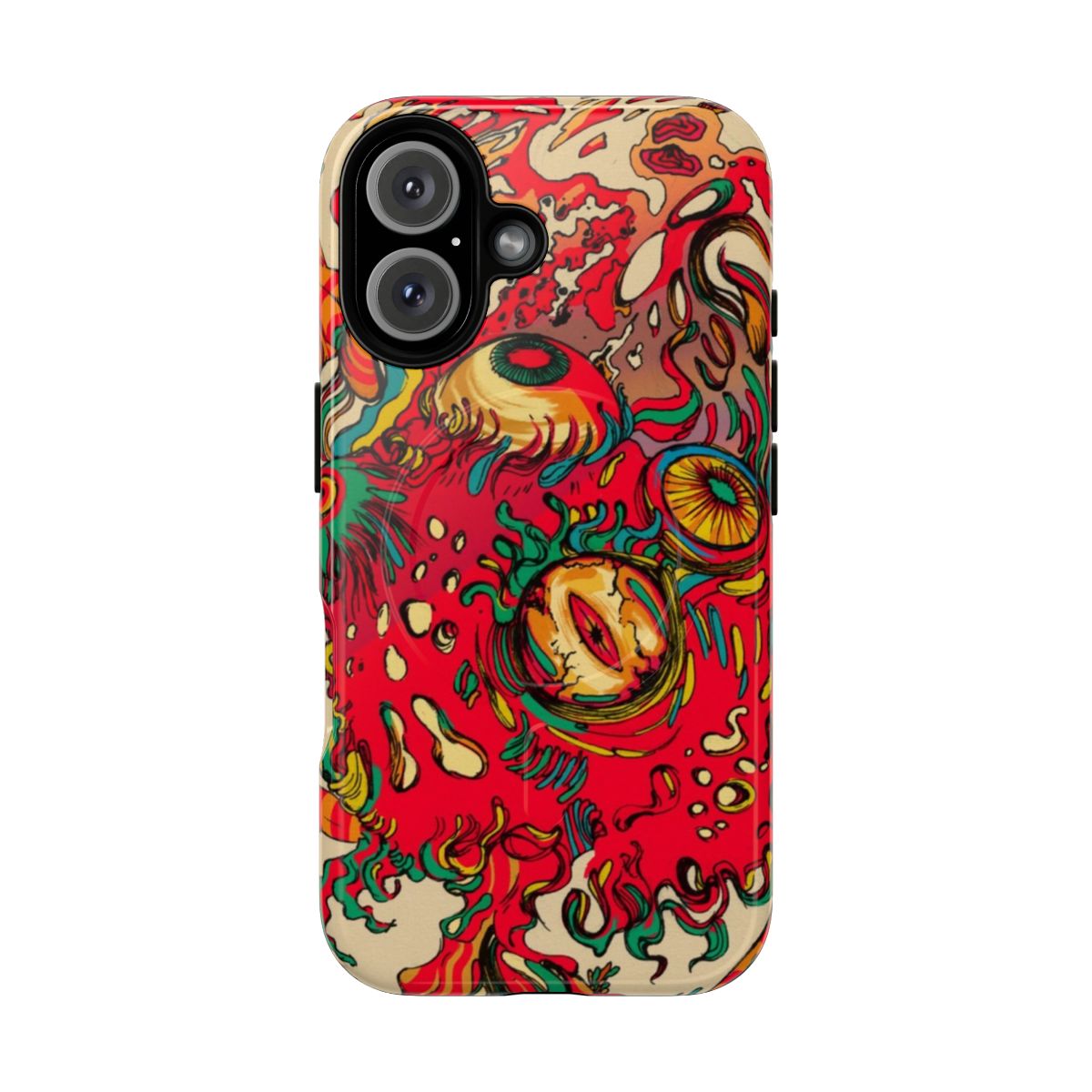 Magnetic phone case with a psychedelic space goat design