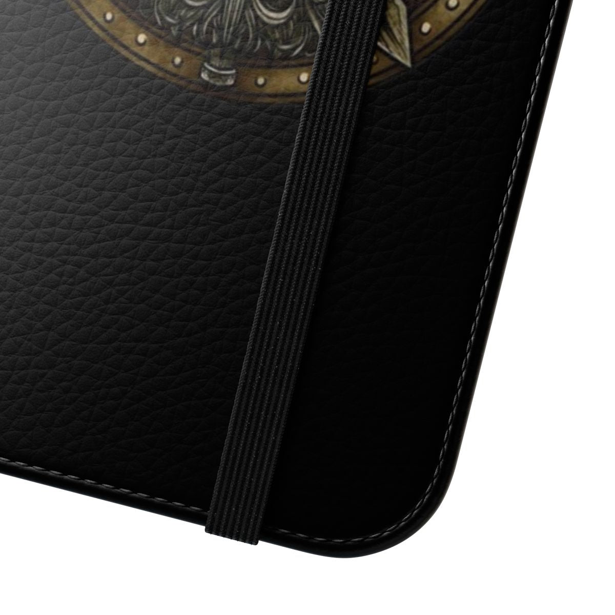 Viking shield-style flip phone case with Nordic and Norse design elements - Close Up