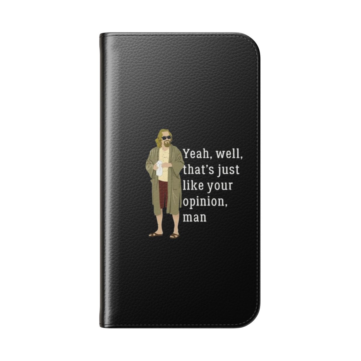 Flip phone case featuring a quote from the cult classic movie The Big Lebowski - Folded Back