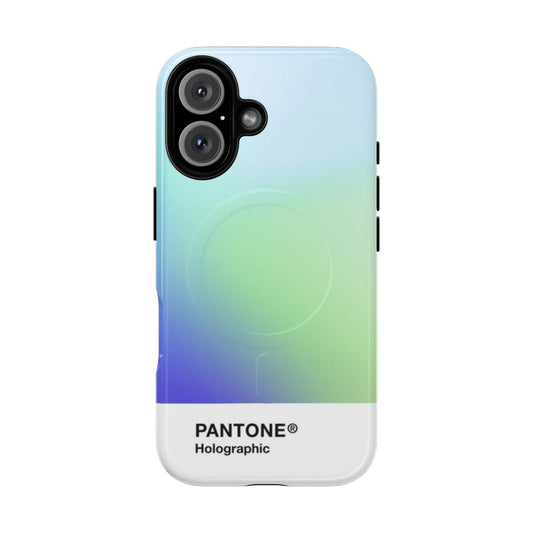 Holographic gradient phone case with iridescent, aesthetic design