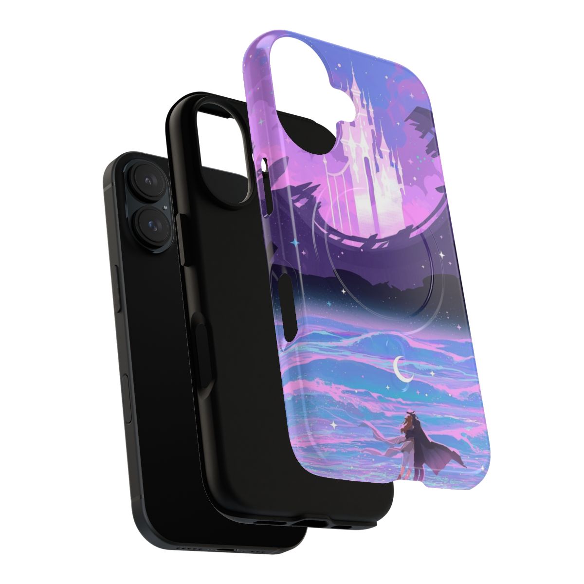 Reylo-inspired fantasy phone case featuring sea waves, castle, and fairytale elements. - Layers