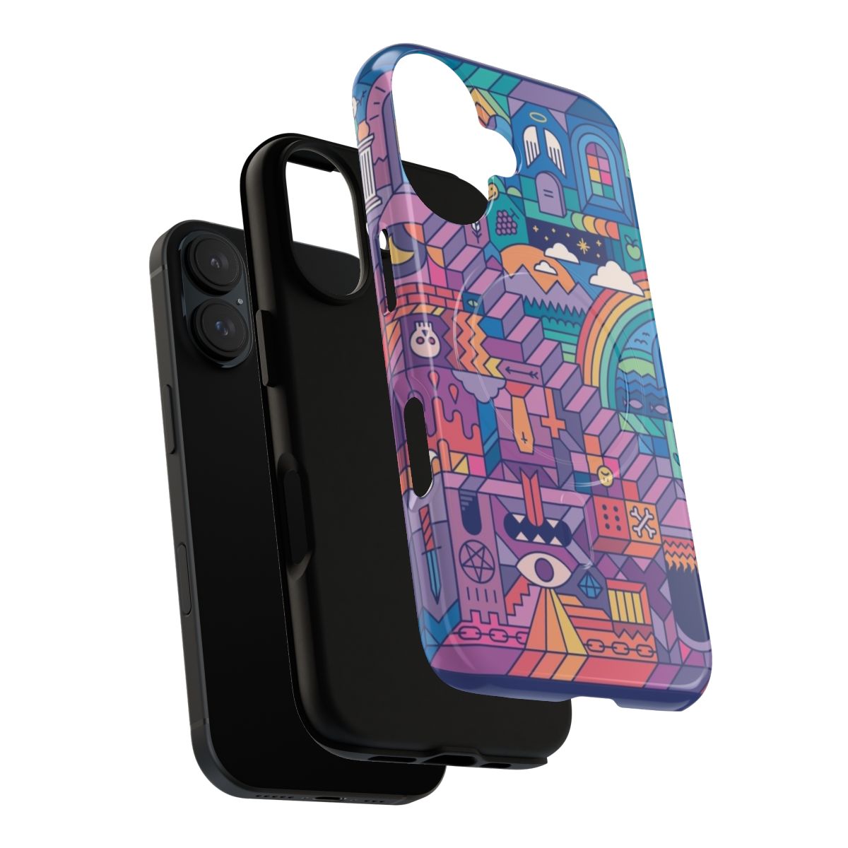 Colorful, detailed, surreal magnetic tough phone case with an afterlife theme - Layers