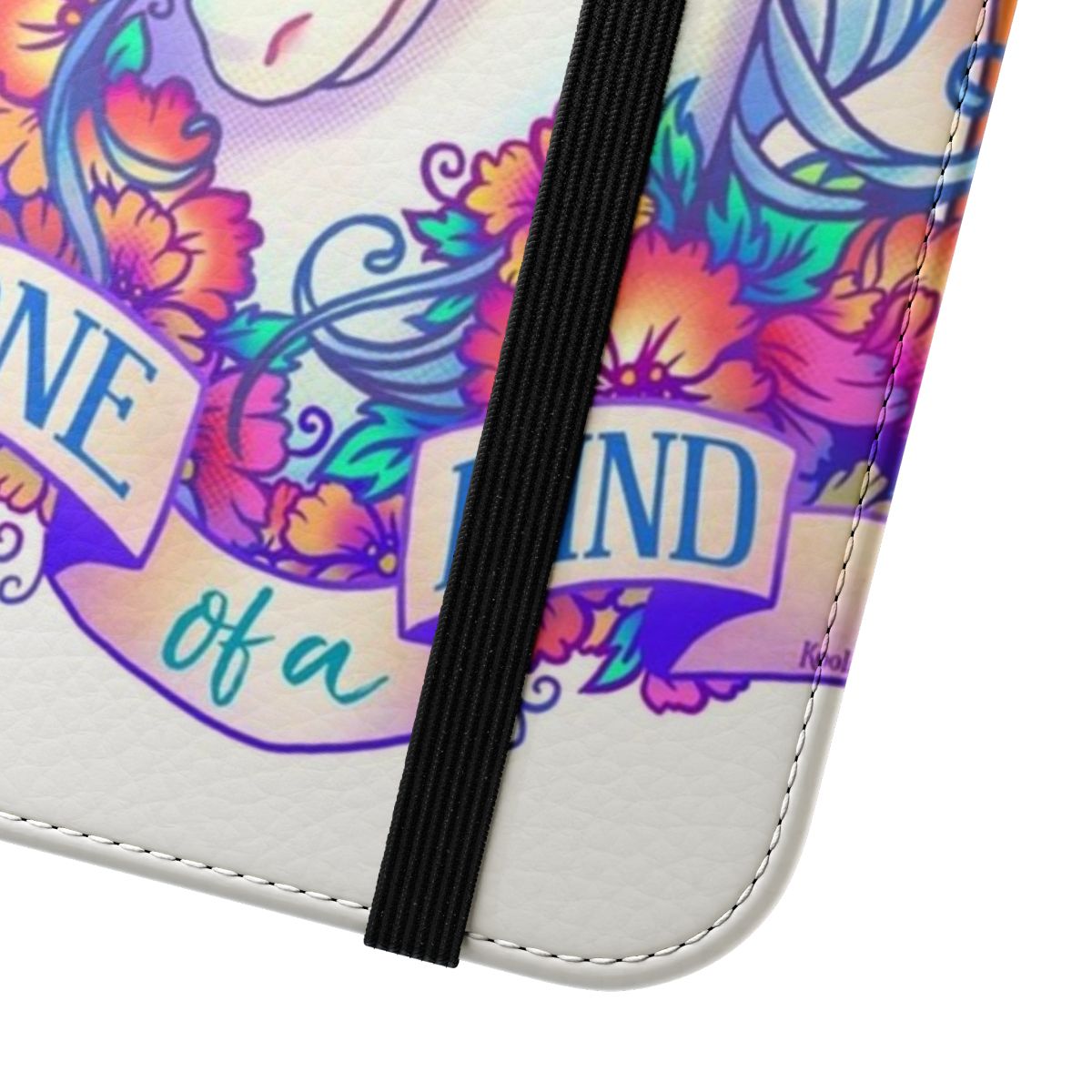 Unicorn phone case with fantasy creature and tattoo style design - Close Up