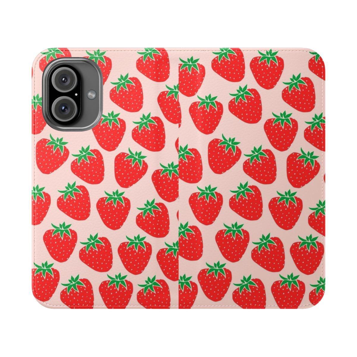 Colorful strawberry pattern flip cover phone case