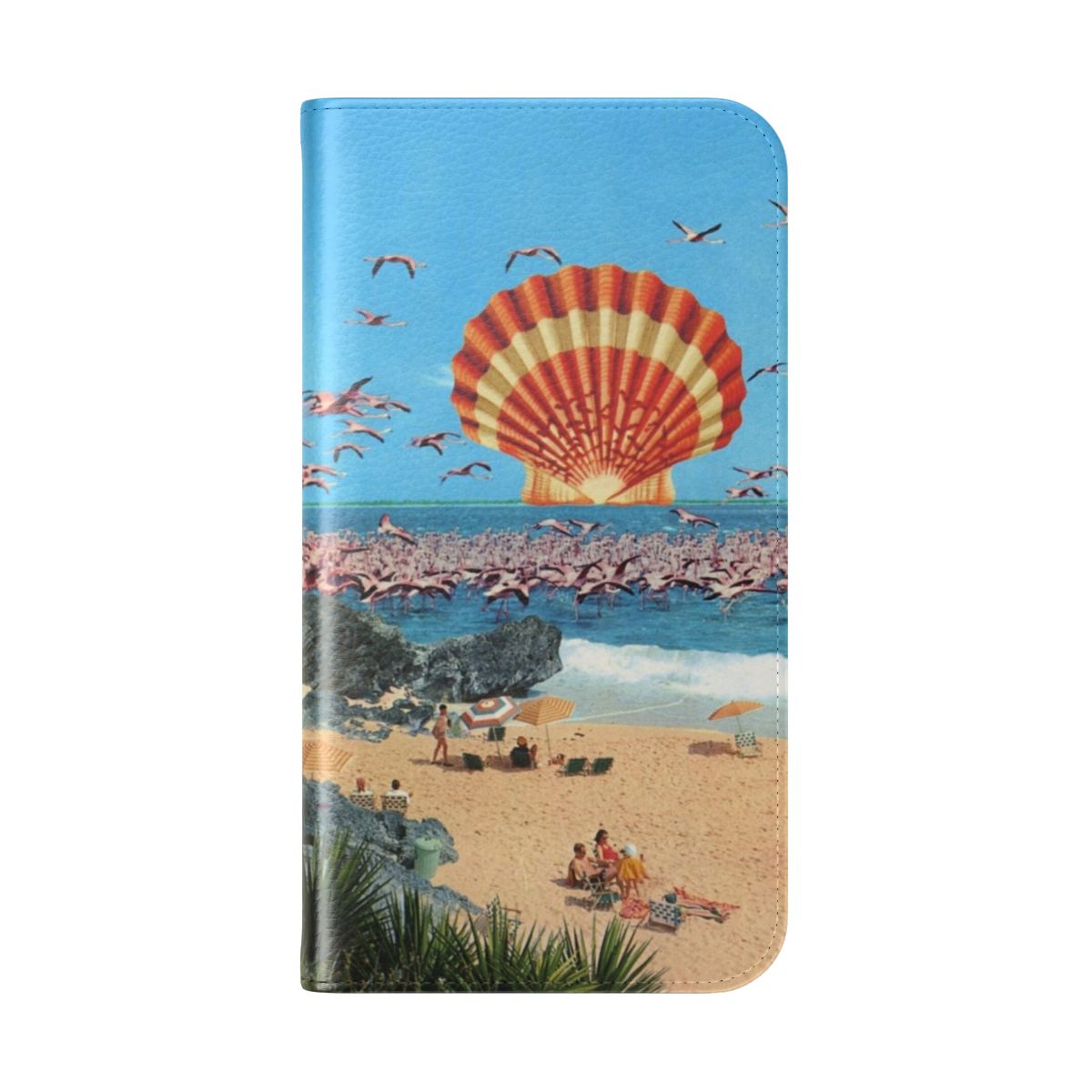 Flamingo heat-inspired collage design phone case - Folded Back