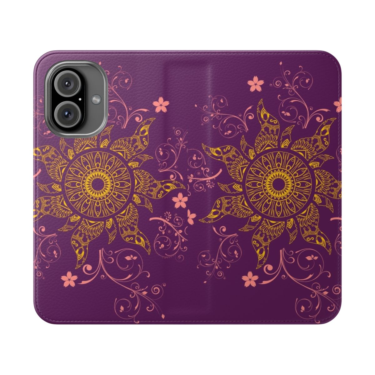 Mandala gold flower phone case with disney-style floral design