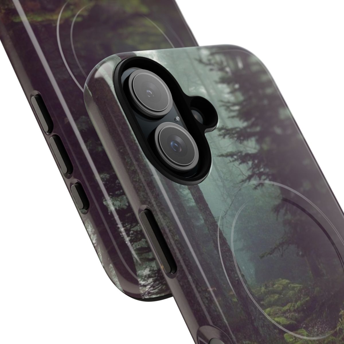 Magnetic tough phone case with a forest night design - Detail