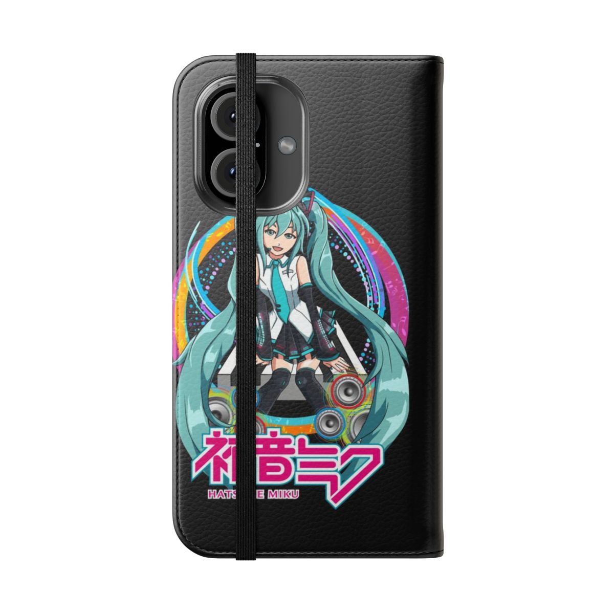 Flip cover phone case featuring the popular anime character Hatsune Miku - Folded Front