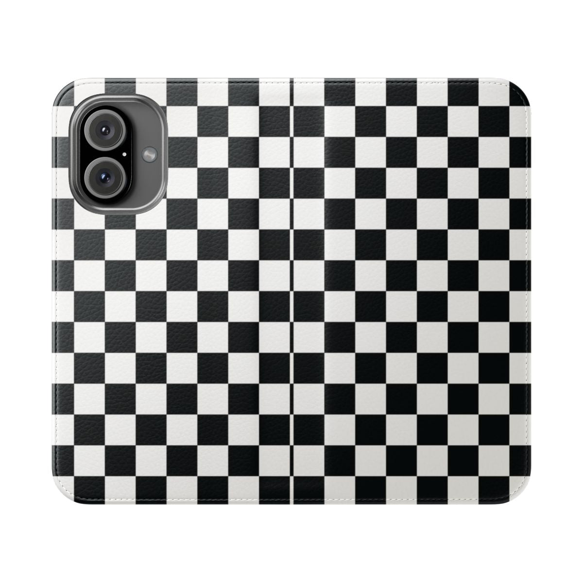 Sleek black and white checkerboard pattern phone case