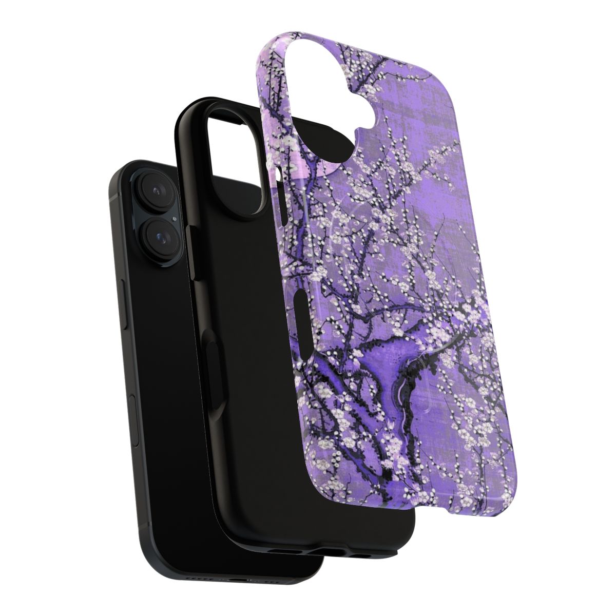 Melancholy cherry blossom floral print on a soft, protective phone case - Layers