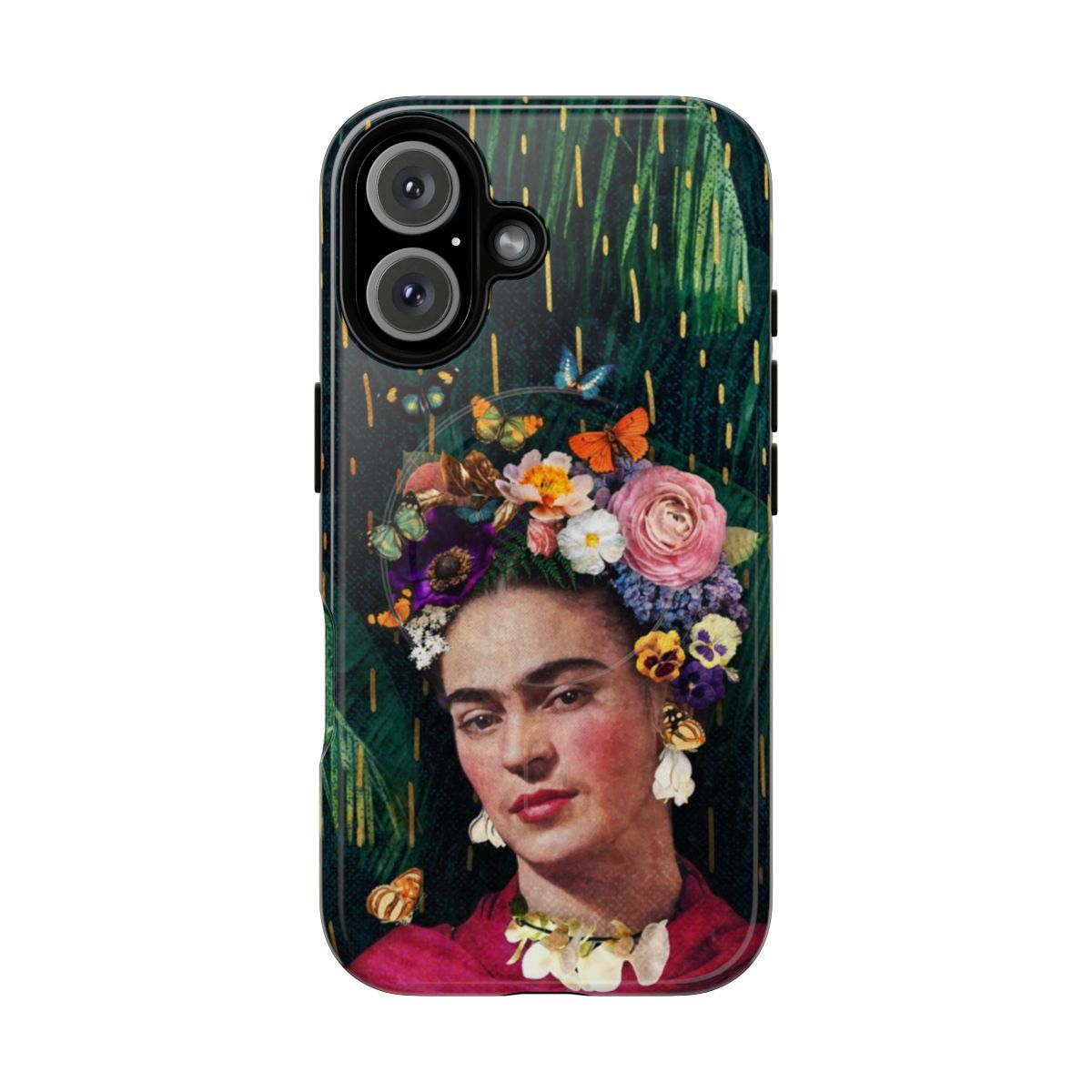 Frida Kahlo inspired phone case with floral and nature elements