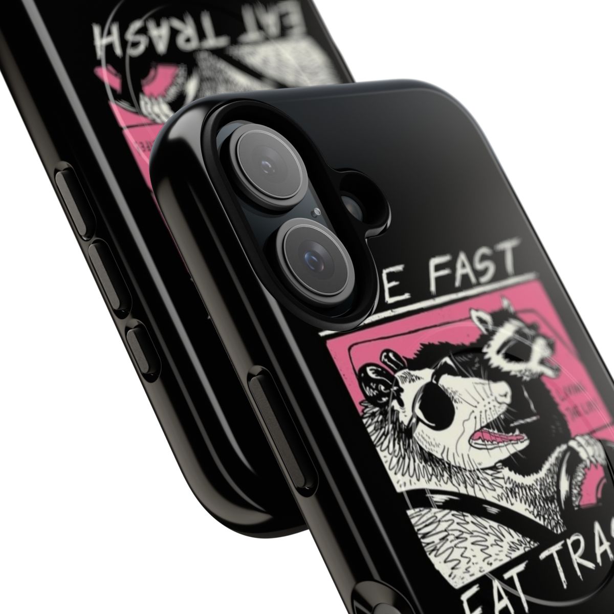 Magnetic Tough Retro Phone Case with Sonic Youth, Raccoon, and Sloth Graphic - Detail