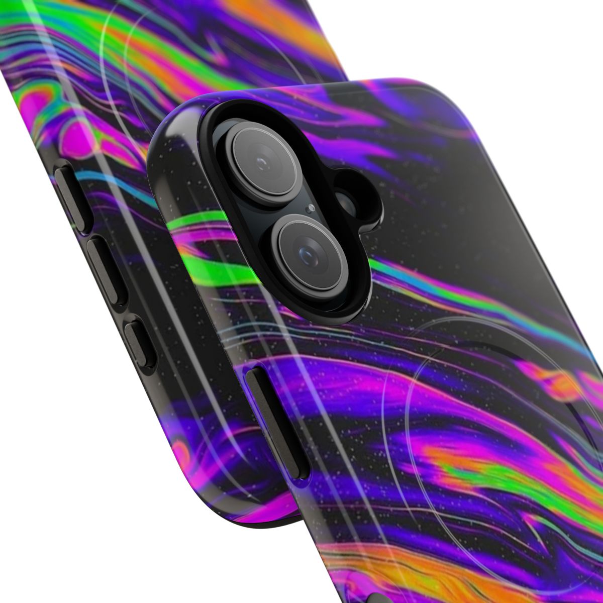 Neon, trippy, and drippy phone case with a vibrant, aesthetic design - Detail